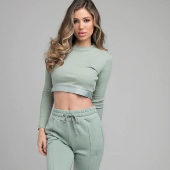 NWT SikSilk Rib Tape Crop Tee - Sage  Size Small‎ - Picture 1 of 9